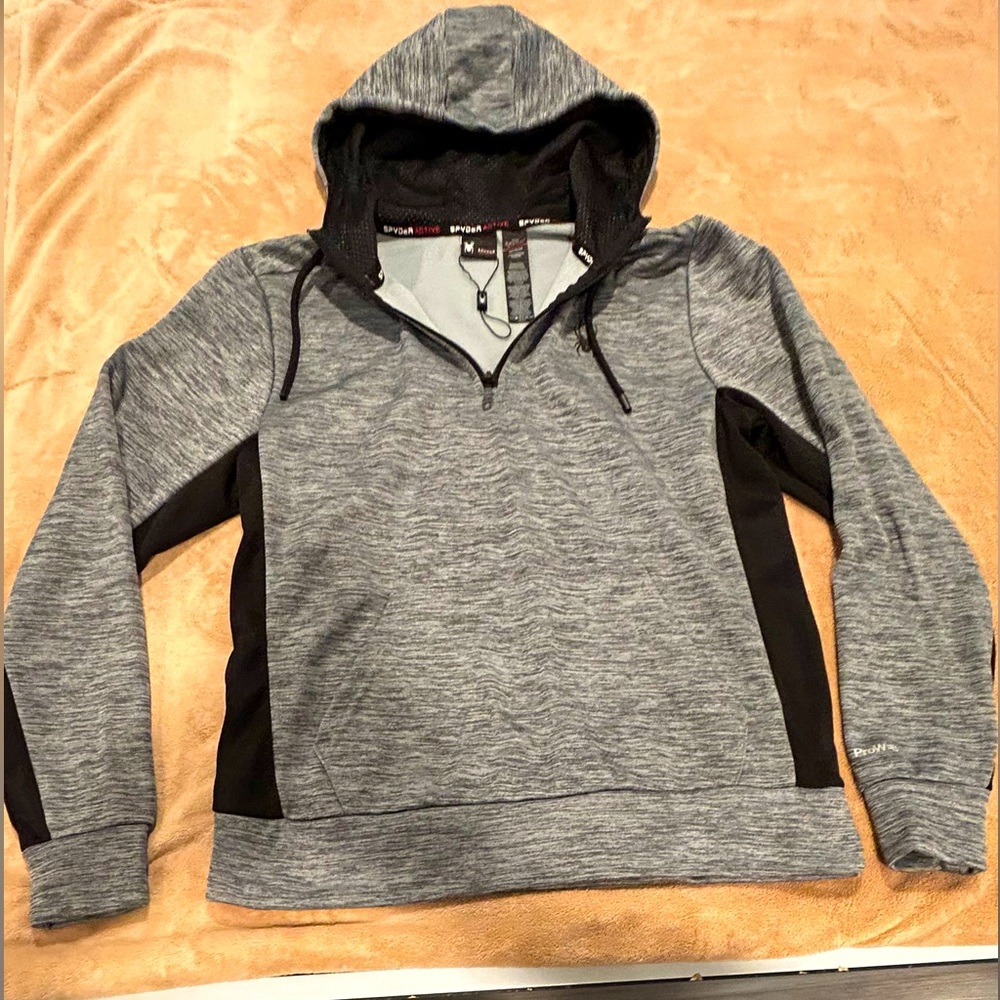 Men’s Heather Gray Stripes/Black Spyder Active Pullover - Medium